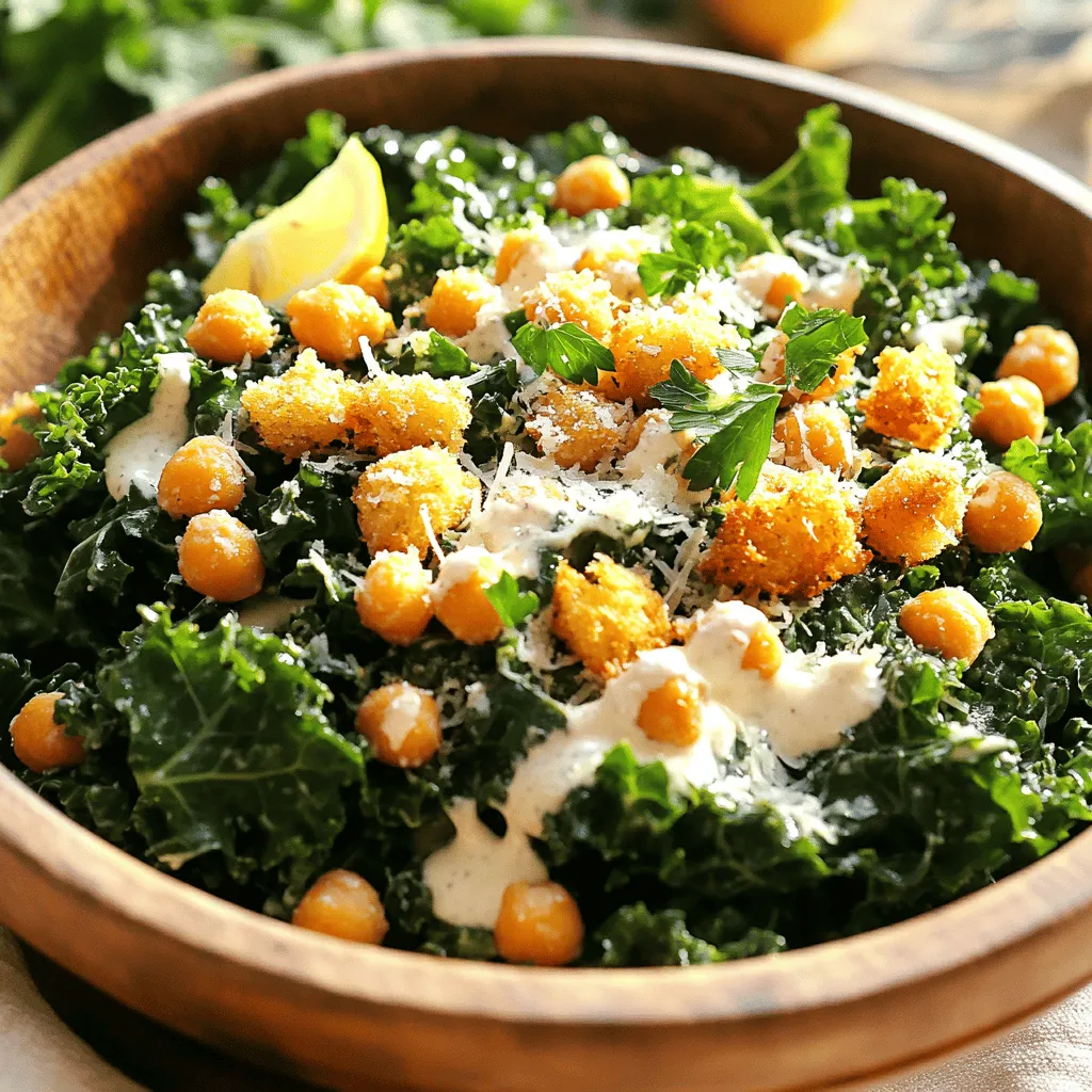 Kale Caesar Salad with Crispy Chickpeas Delight