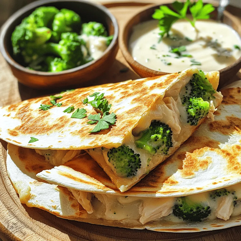 Chicken and Broccoli Alfredo Quesadilla Delight