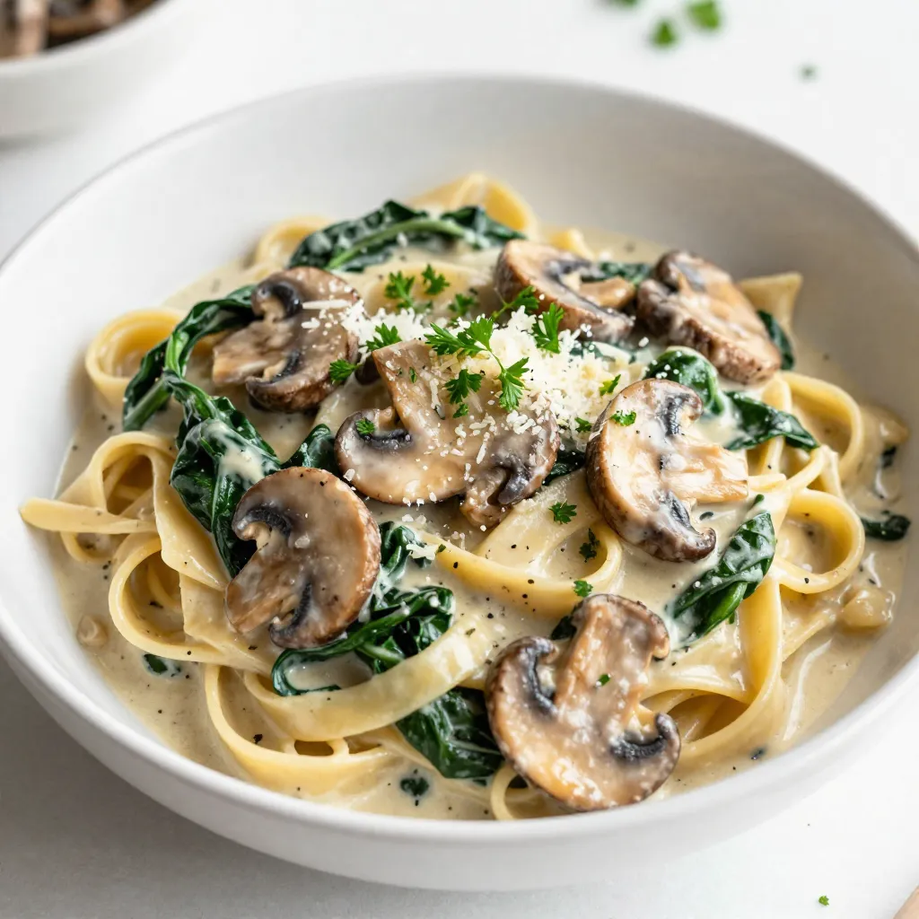 Creamy Mushroom Spinach Pasta Savory and Simple Dish