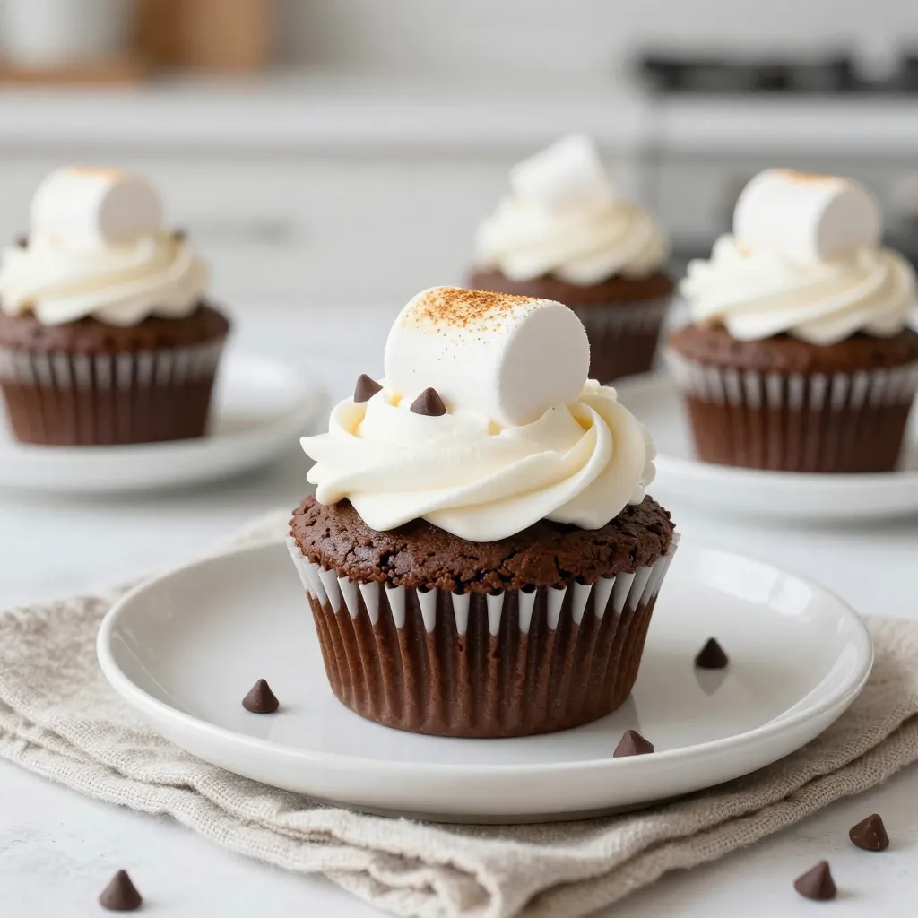 S&#8217;mores Cupcakes with Marshmallow Frosting Delight
