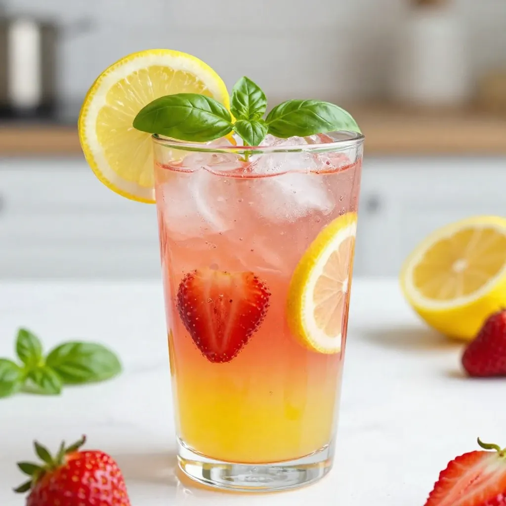 Strawberry Basil Lemonade Refreshing Summer Drink
