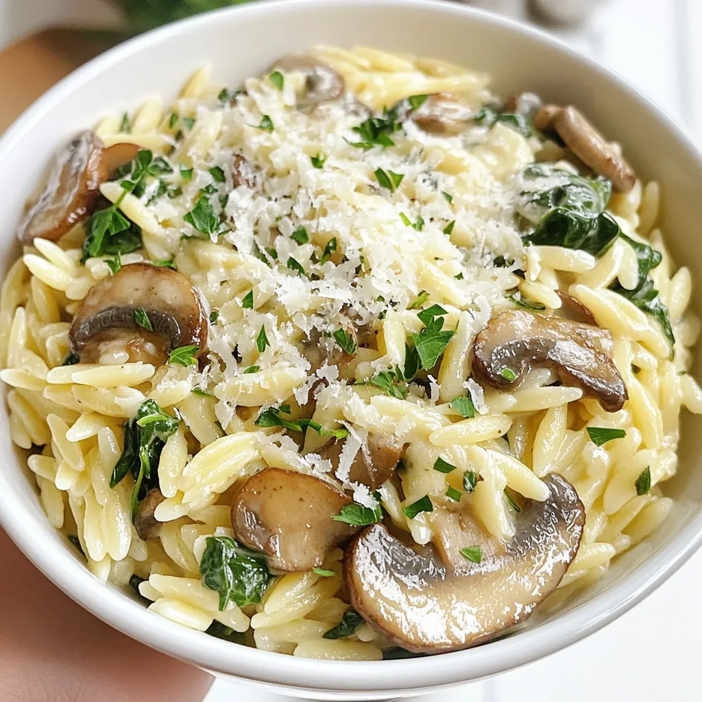 Creamy Spinach Mushroom Orzo Flavorful Dinner Delight