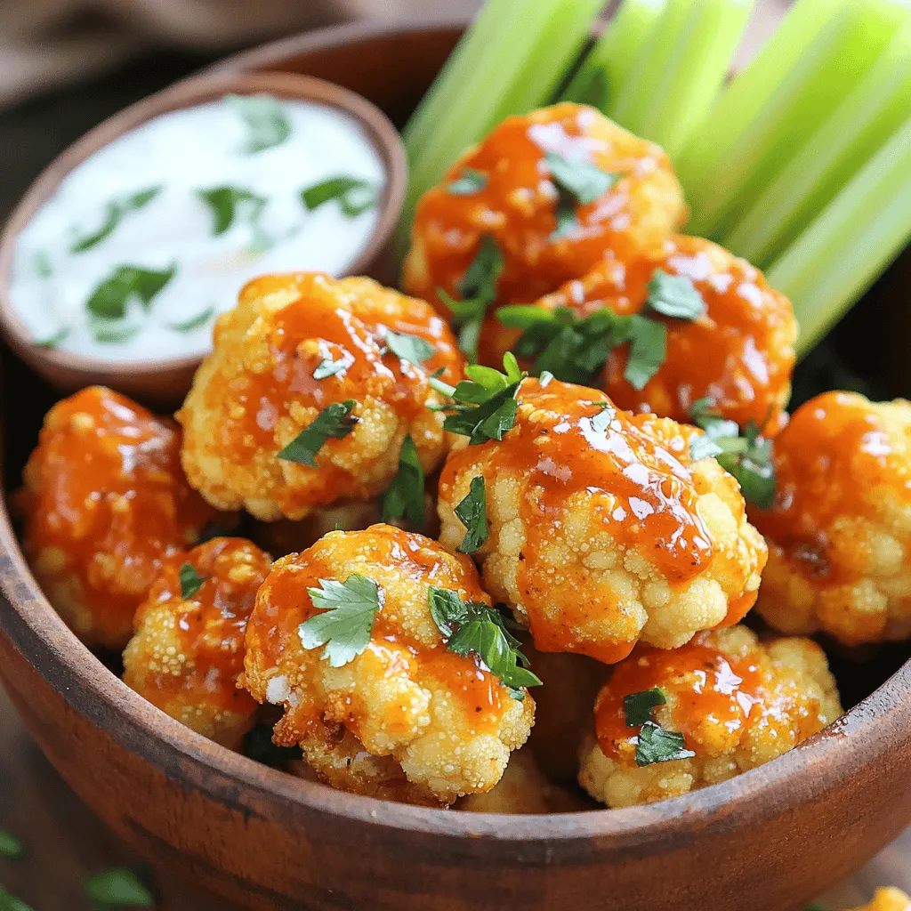 - 1 medium head of cauliflower, cut into bite-sized florets - 1 cup all-purpose flour (or gluten-free flour for a gluten-free option) - 1 teaspoon garlic powder - 1 teaspoon onion powder - 1 teaspoon smoked paprika - 1/2 teaspoon cayenne pepper (adjust according to your preferred spice level) - 1 cup buttermilk (or a plant-based milk mixed with 1 tablespoon vinegar for a vegan option) - 1/2 cup buffalo sauce (for example, Frank