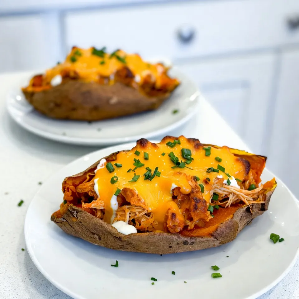 Buffalo Chicken Stuffed Sweet Potatoes Flavor Blast