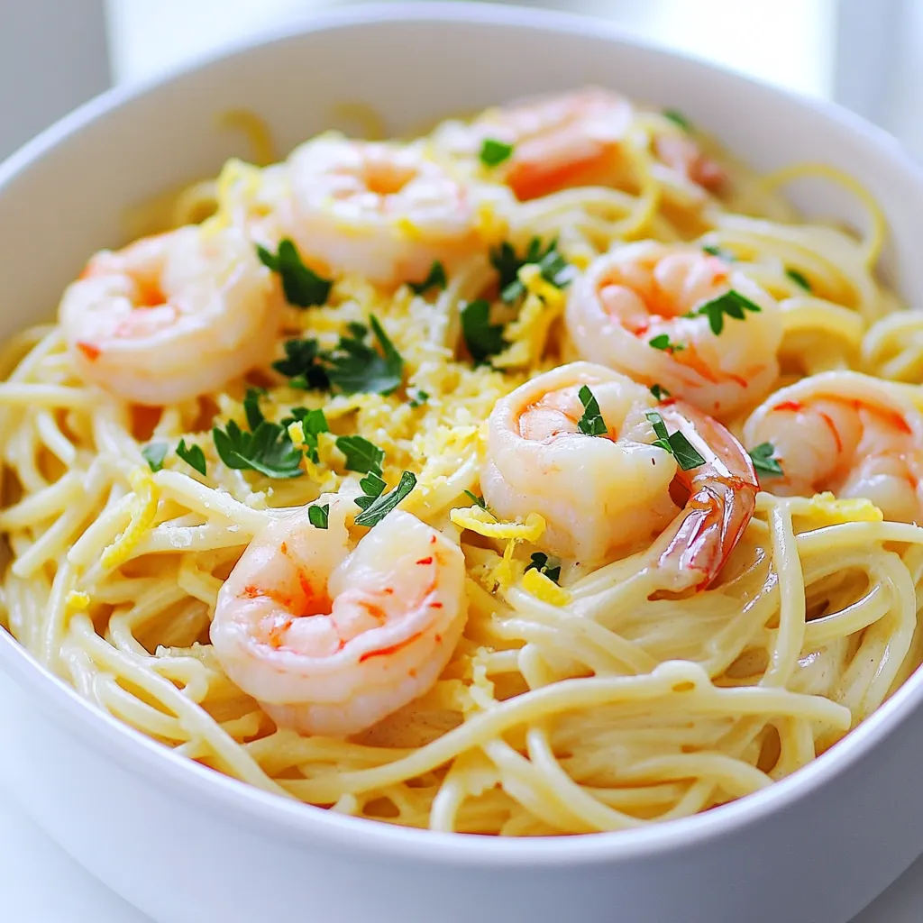 One-Pot Creamy Lemon Garlic Shrimp Pasta Delight