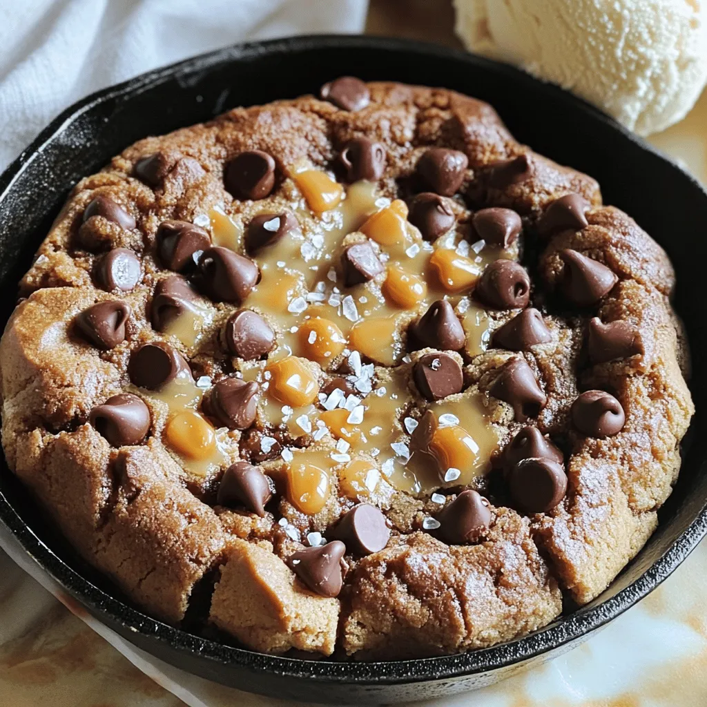 Caramel Chocolate Chip Skillet Cookie Delight