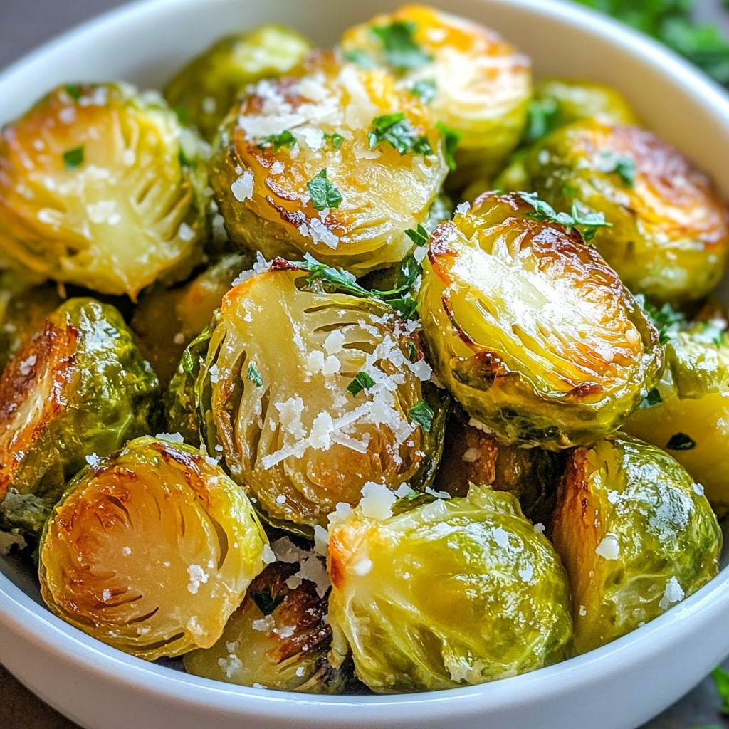 Garlic Parmesan Roasted Brussels Sprouts Delight