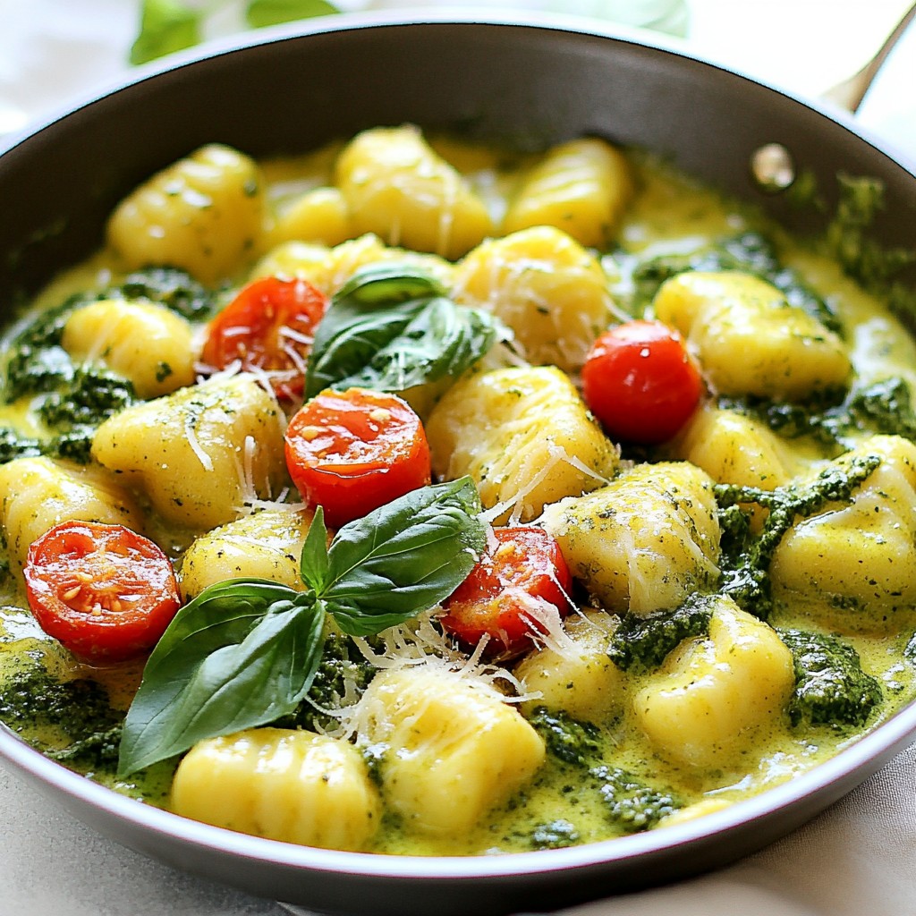 Creamy Pesto Gnocchi Skillet Tasty and Simple Meal