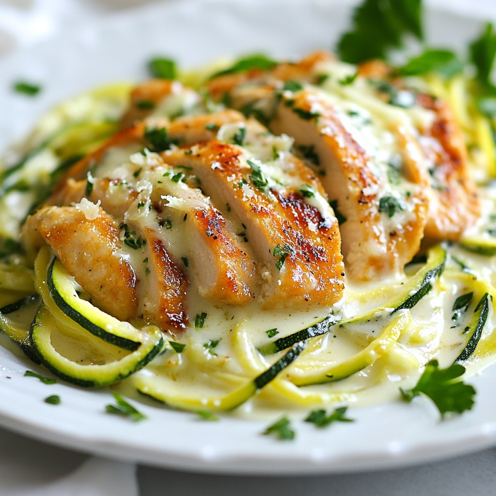 Zucchini Noodle Chicken Alfredo Creamy Dinner Delight