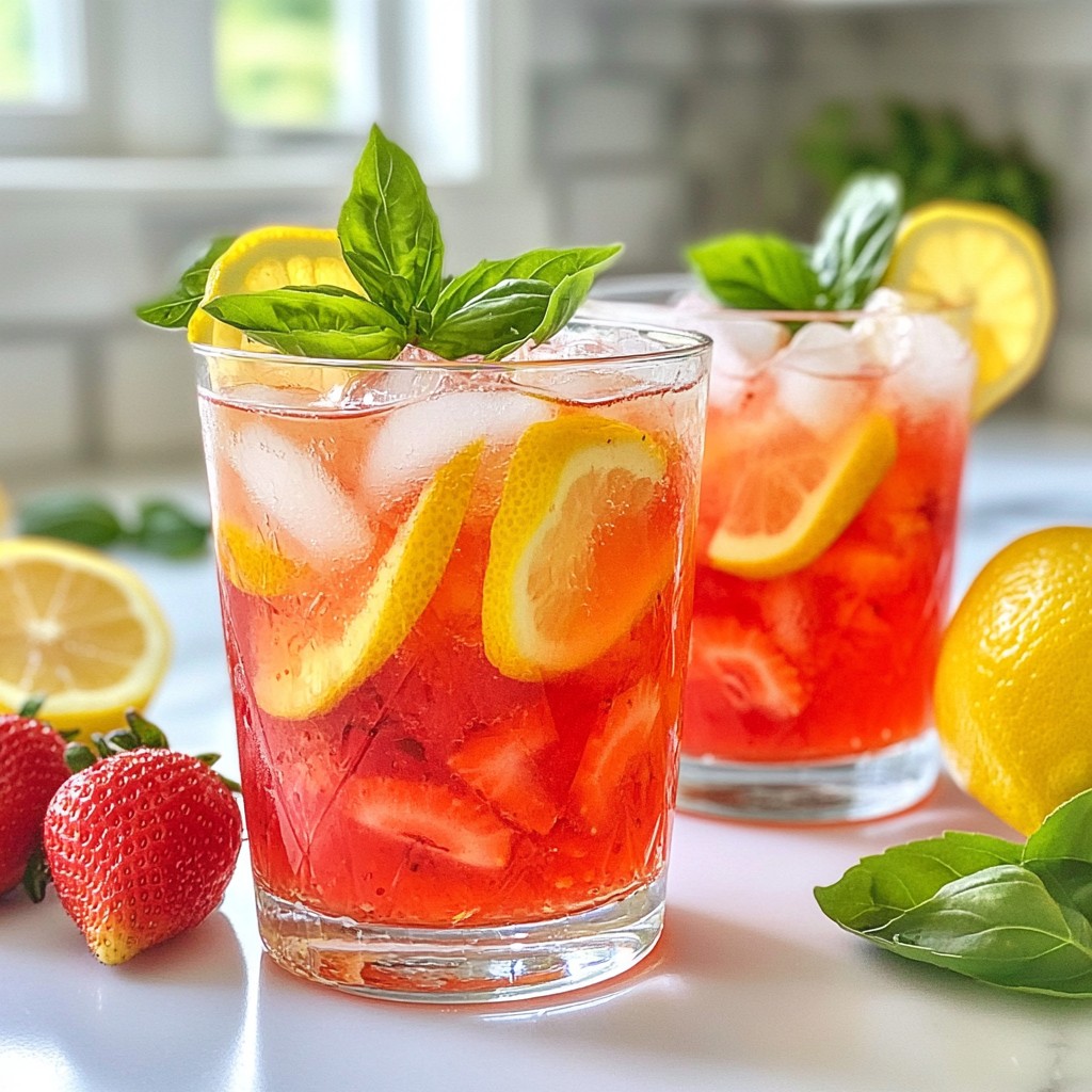Strawberry Basil Lemonade Refreshing Summer Drink