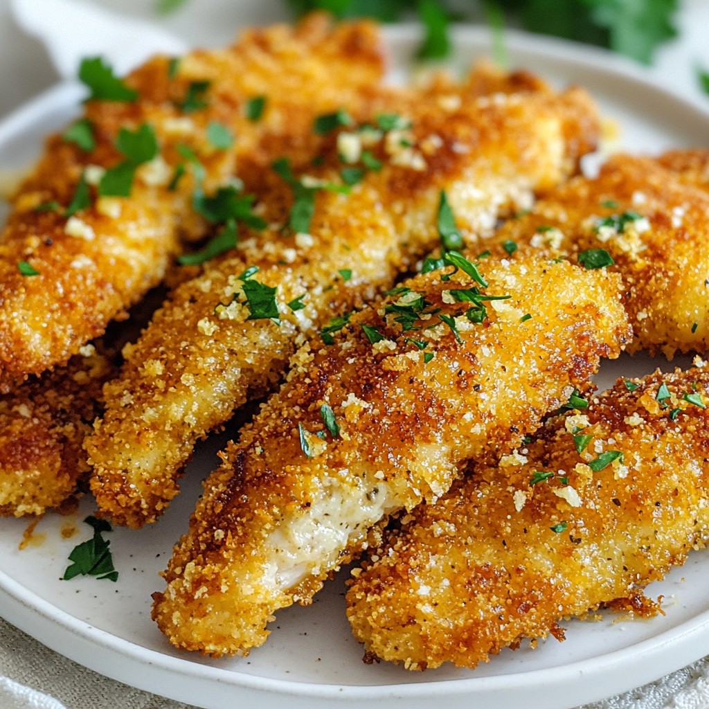 Garlic Parmesan Chicken Tenders Crispy and Delicious