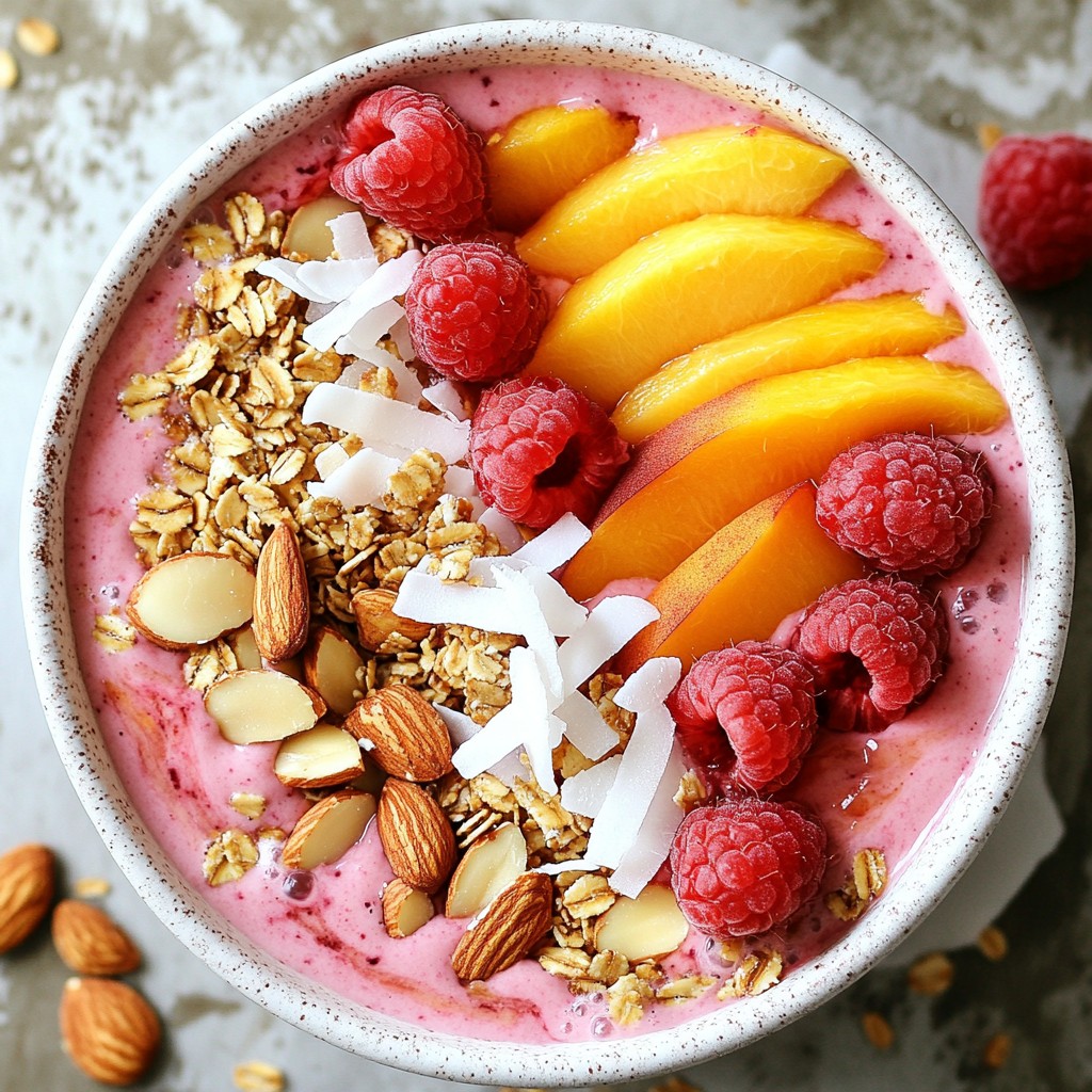 Raspberry Peach Smoothie Bowl Fresh and Healthy Treat
