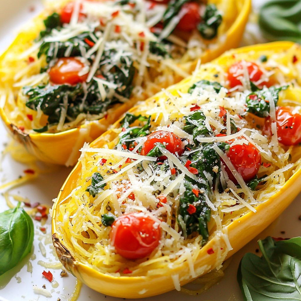 Garlic Parmesan Spaghetti Squash Boats Delightful Recipe