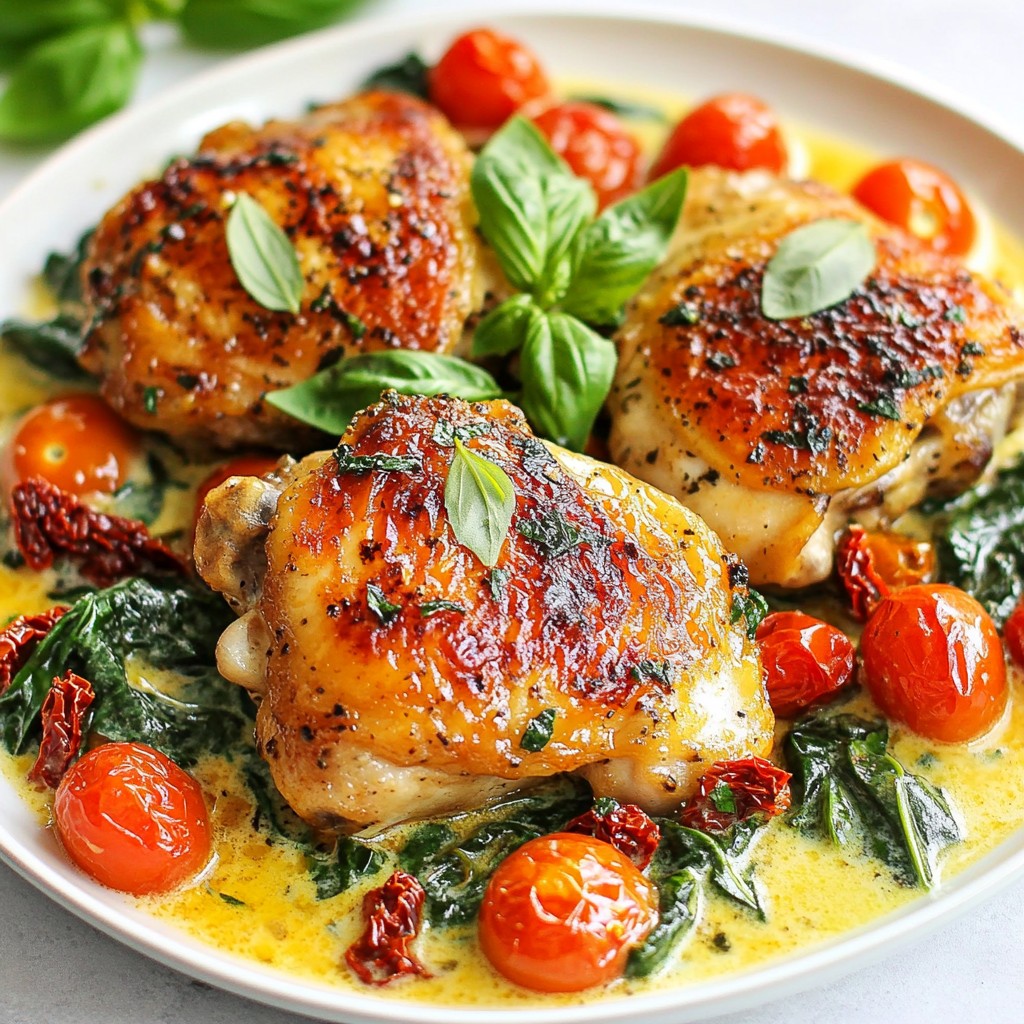 One-Skillet Tuscan Chicken Thighs Creamy Delight